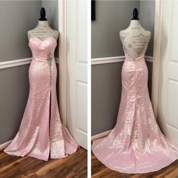Pink Sequin Gown Size 4 NWT - Picture 2 of 11
